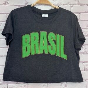 NWT Women's‎ Cropped Crew-Neck Brasil T-Shirt LARGE
